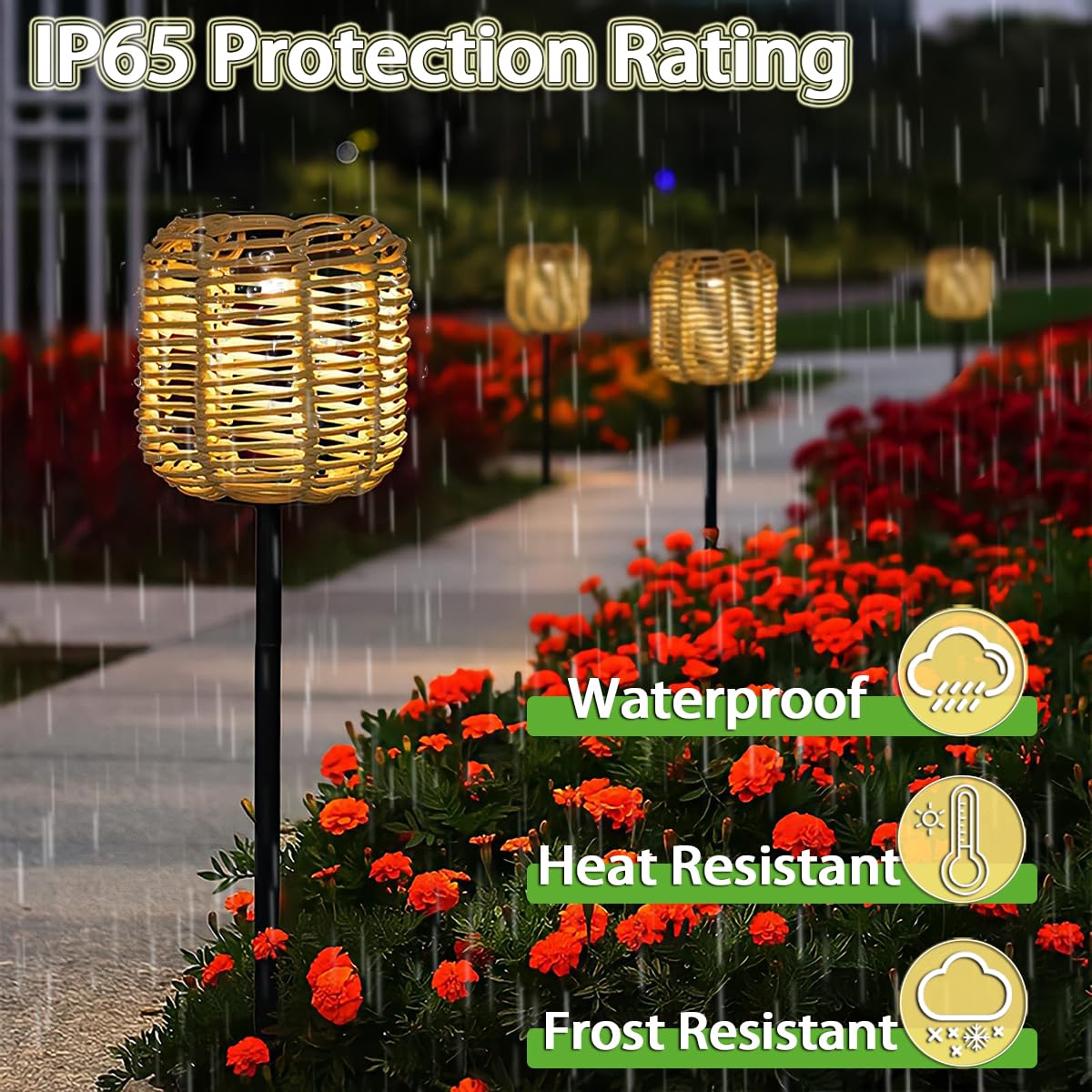 Solarlampen für Außen 2 Stück Vintage Solarleuchten für Garten IP65 Wasserdicht Outdoor Solar Gartenleuchten aus Rattan 3000K Warmweiß Außenleuchte für Rasen Terrasse Hof Patio Gehweg Deko Geschenke