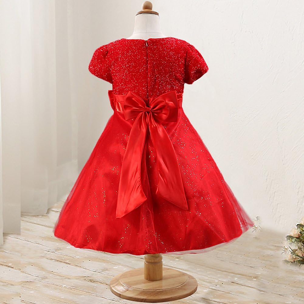 Toddler Girls Christmas Party Dress Bow Elegant Brilliant Tulle Lace Bridesmaid Wedding Birthday Dress 2-8 Years