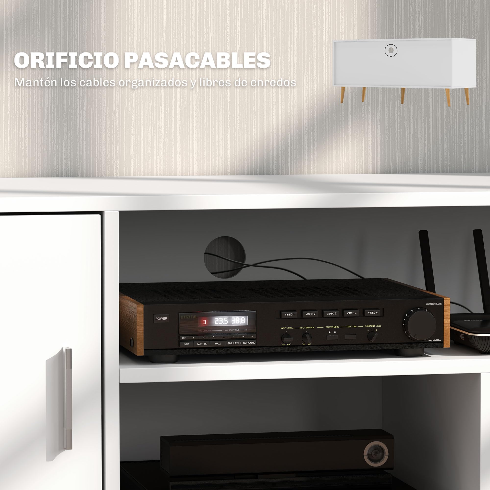 HOMCOM Mueble de TV para Televisores de hasta 60" 120x40x55 cm Blanco