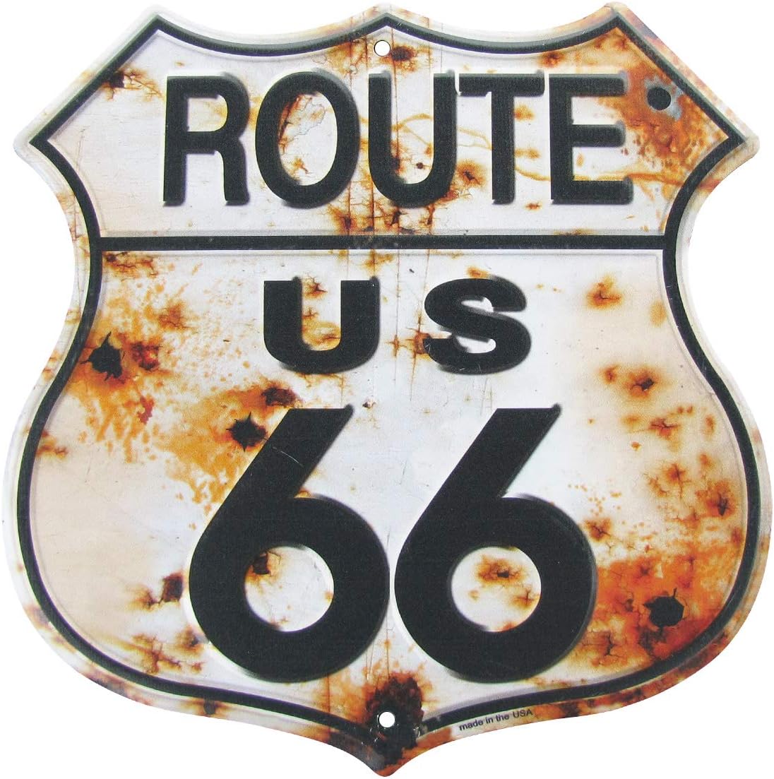 Treasure Gurus Rusty Highway Route 66 – Letrero de metal hecho en Estados Unidos, vintage, rústico, garaje, decoración de pared para hombre