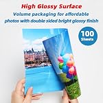 Uinkit 100 Feuilles Brochure Papier brillant double face 8,5x11 jet d'encre 37lb 140gsm Dye Ink Thin Photo Flyer Calendrier Magazine CD Lettre d'accompagnement