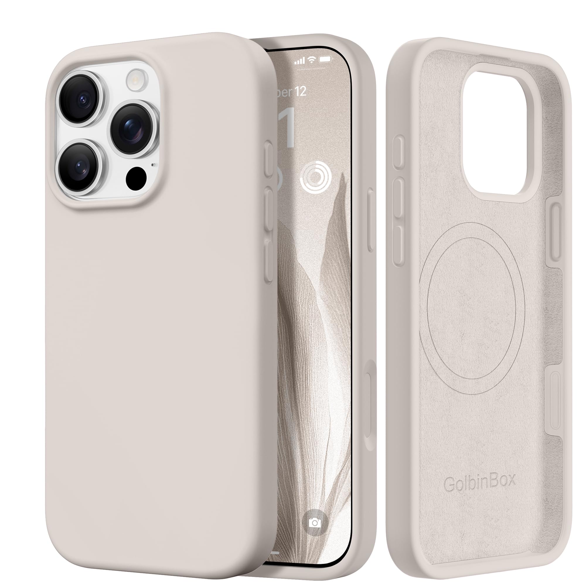 GolbinBox Magnetic for iPhone 16 Pro Case, Silicone Cover, Stone
