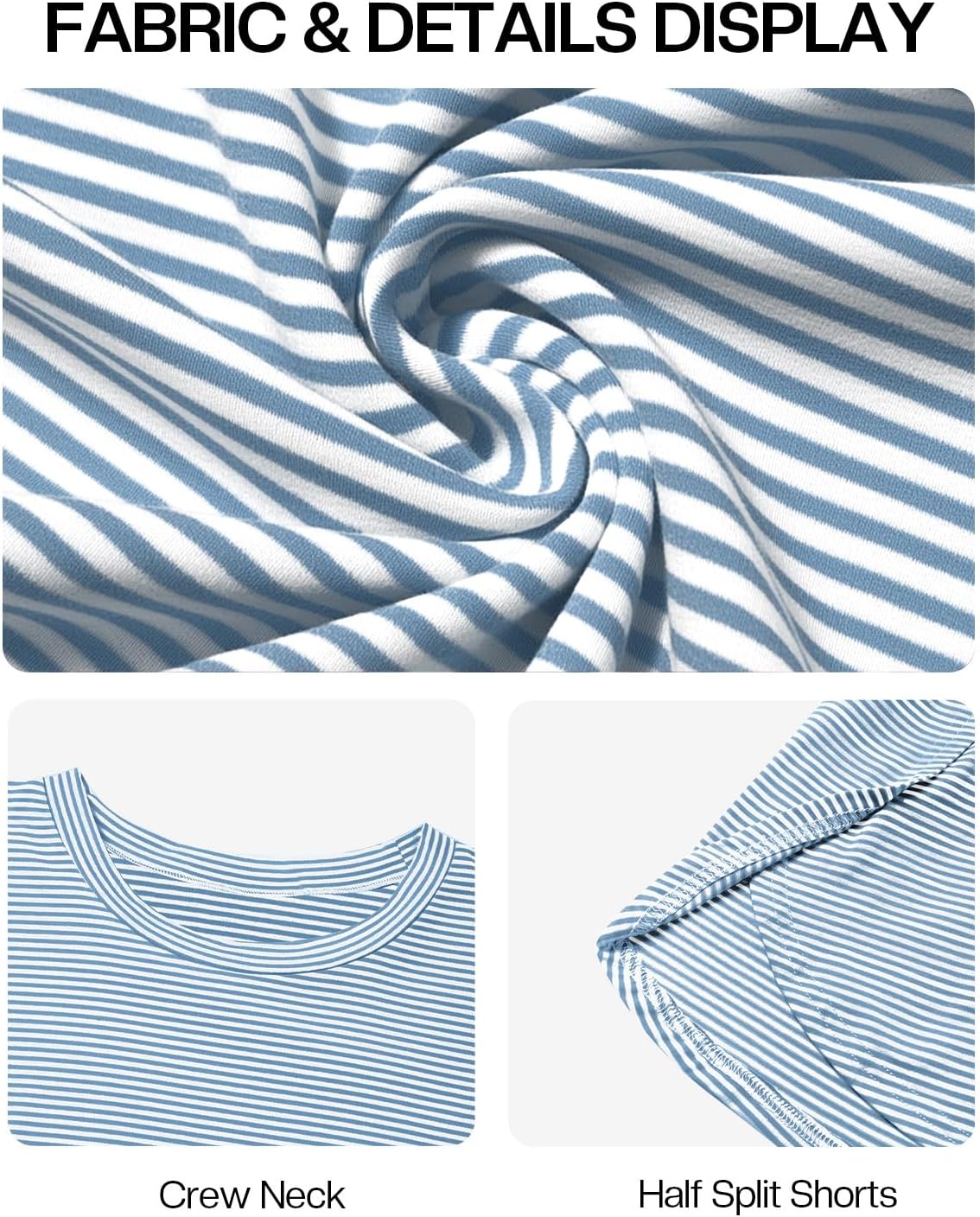 JUSTFASHIONNOW Womens Pajama Sets Striped Two Piece Lounge Sets Long Sleeve Top and Split Shorts Print Sleepwear Comfy Pjs - Image 6