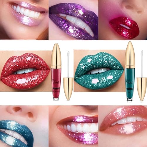 Miniatura 5 de Lápiz labial mate brillante de diamantes de Halloween brillo labial líquido gótico brillo labial brillante alto pigmento impermeable de larga