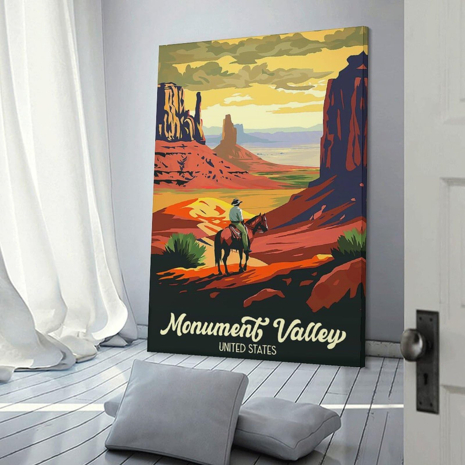 Junmoney Frame-Style Travel To Monument Valley Home Decor Wall Art, 24X36inch(60X90cm), For Apartment Walls, Studios Or Work Areas, Wall Decor With Flexible Room Appeal