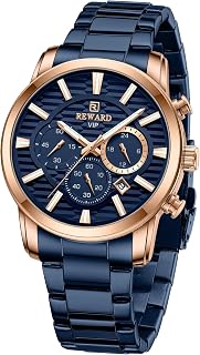 Mens Watch Fashion Analog Quartz Watches for Men Big Face Sport Chronograph Waterproof Luminous Date Stainless Steel Business Men's Wristwatch Black/Silver/Blue