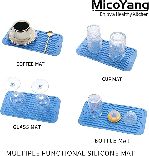 Miniatura 153 de Tapete de silicona para secado de platos para múltiples usos, fácil de limpiar, ecológico, resistente al calor, tapete de silicona para encimera