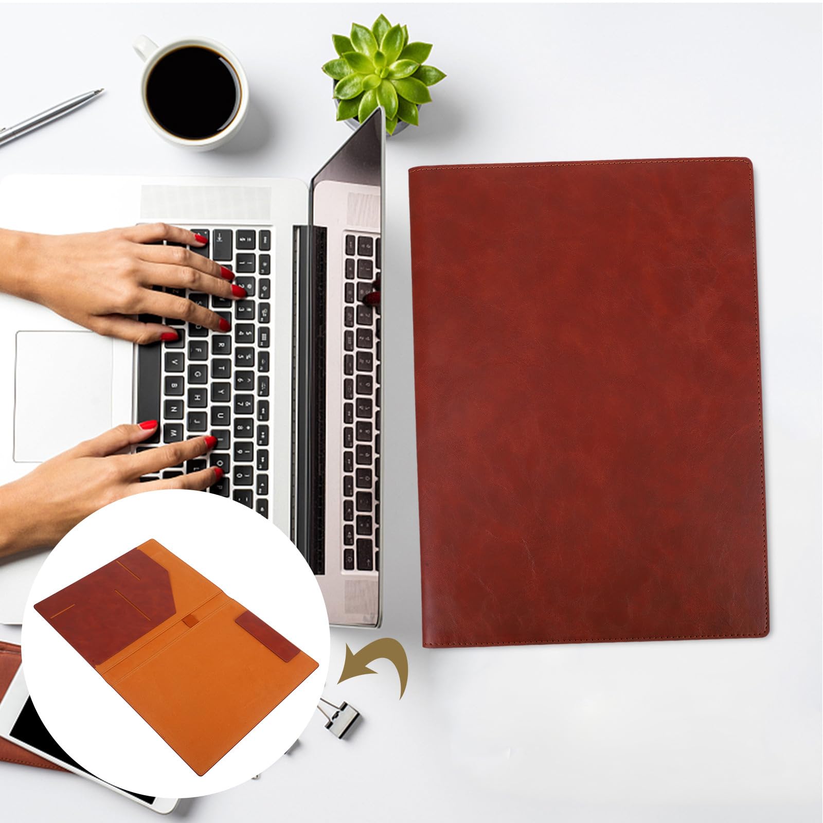 Gatuida Cartella Documenti Marrone in Pu Portablocco Portatile Design Multifunzionale per Ufficio e Studio Organizer Professionale A4