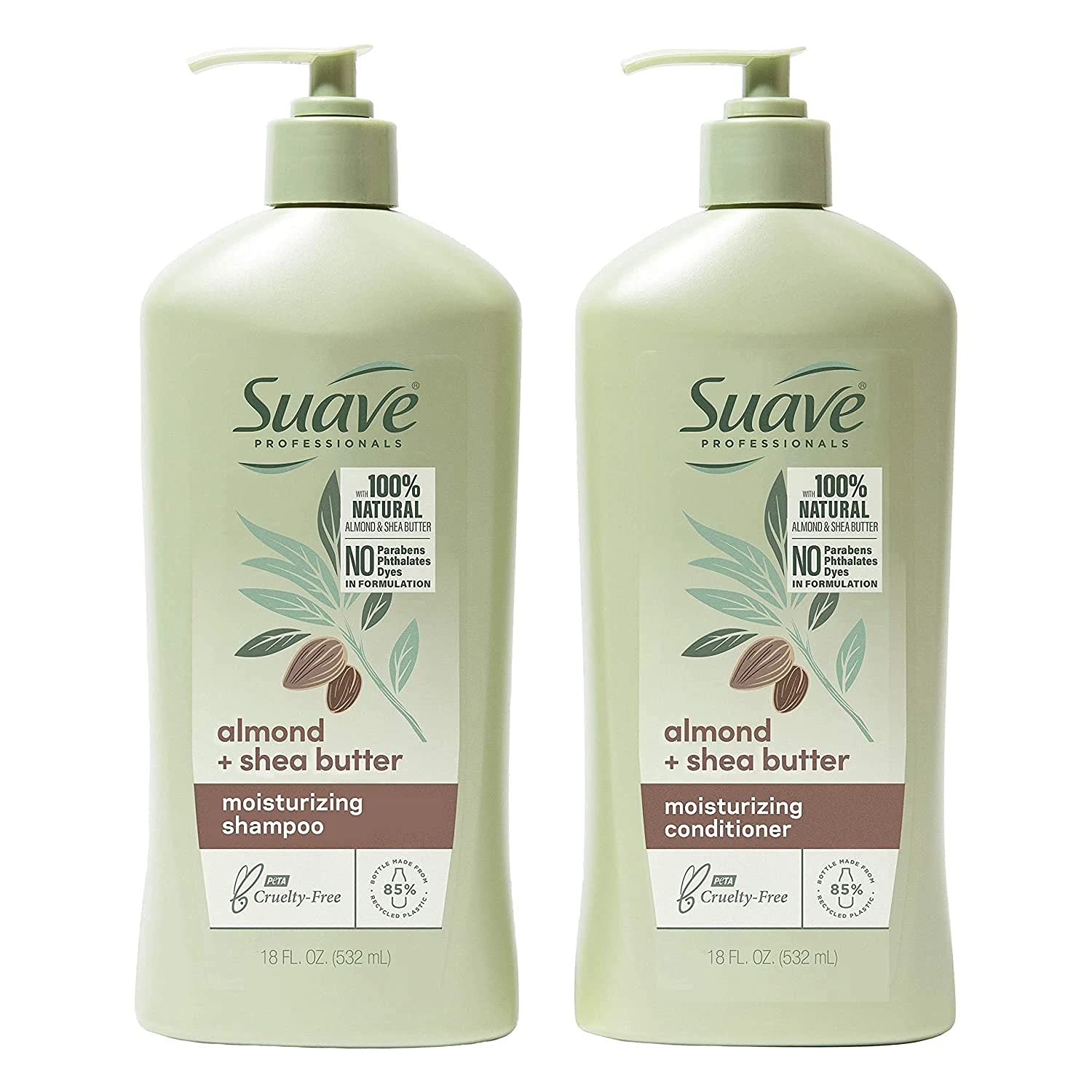 Suave Professionals Moisturizing Shampoo and Conditioner Almond + Shea Butter 18 oz, 2 count