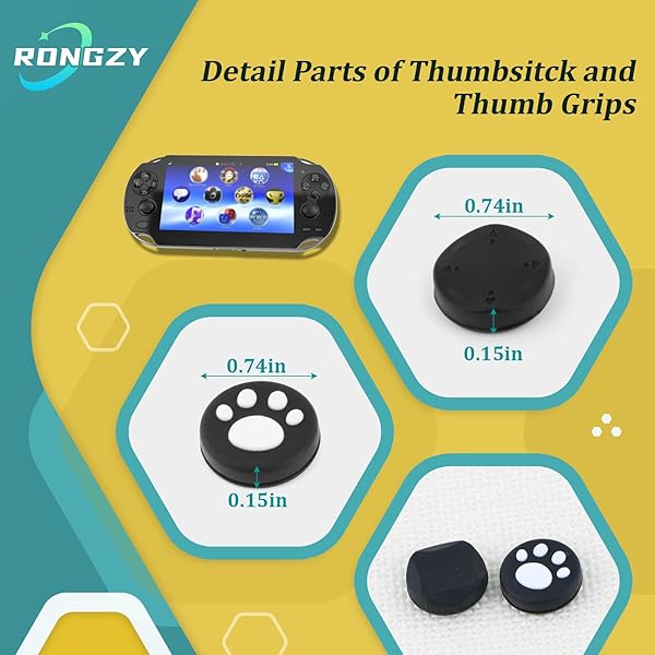 RongZy 6Piezas Joystick Kit de Reparación para PS Vita PSV 2000 2001 Thumbstick Reemplazo de Analógico Joystick Accesorios con Thumb Grips Herramientas Reparación - 3