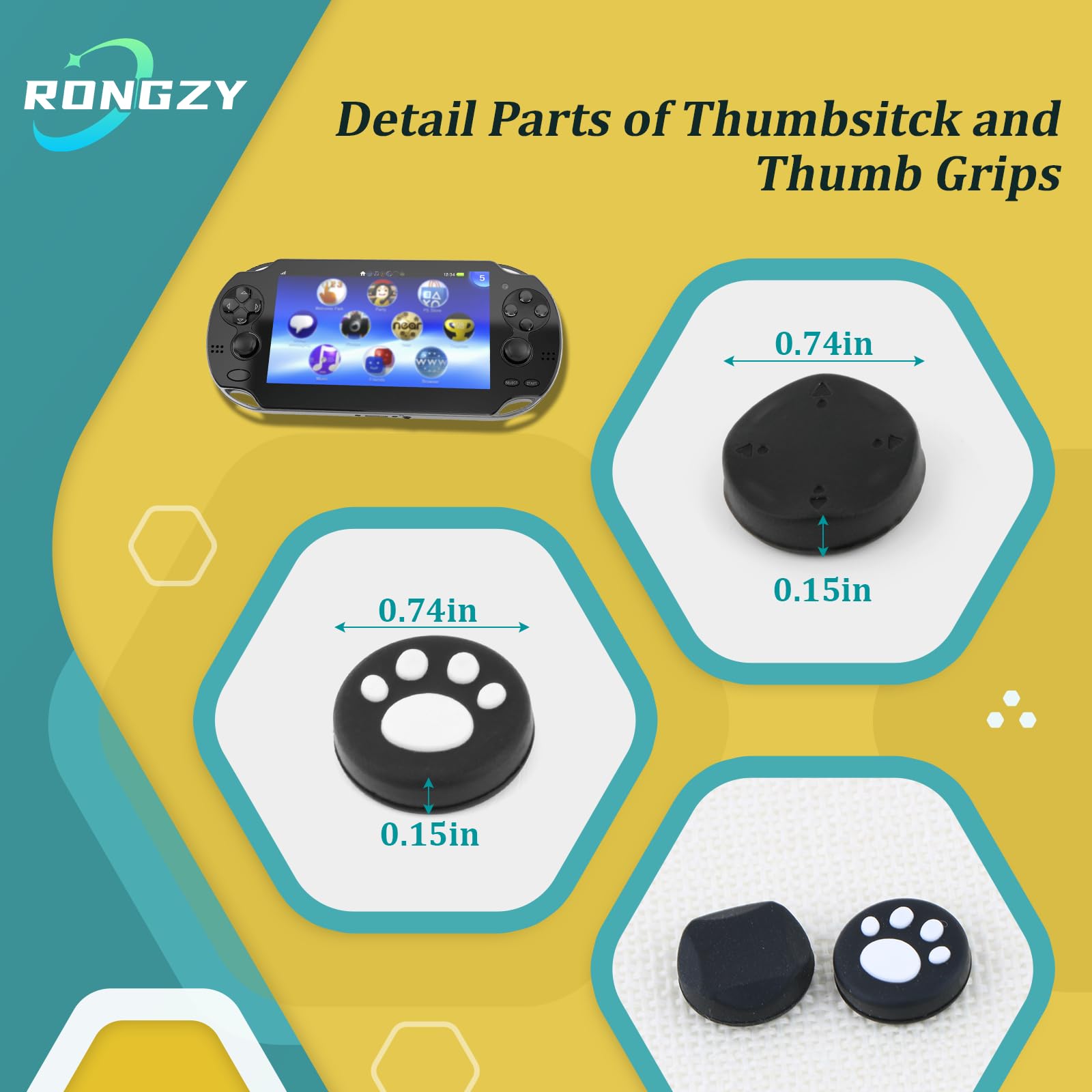 RongZy 6Piezas Joystick Kit de Reparación para PS Vita PSV 2000 2001 Thumbstick Reemplazo de Analógico Joystick Accesorios con Thumb Grips Herramientas Reparación - 4