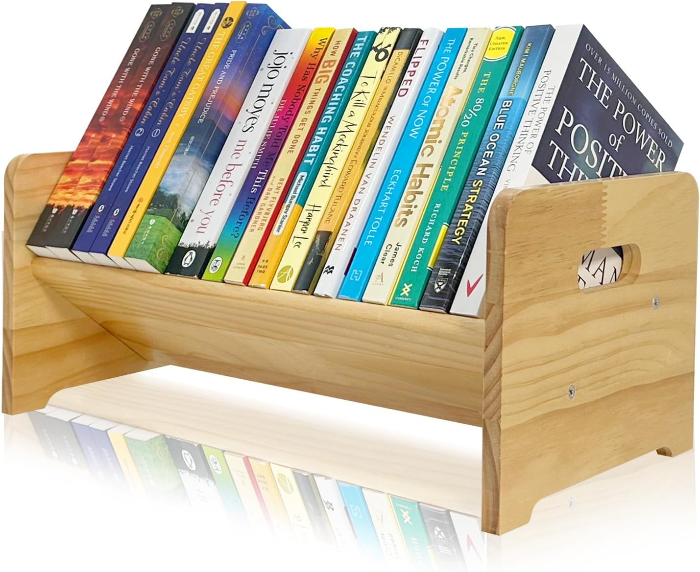 Desktop Bookshelf Organizer, Wood Office Tabletop Book Storage Rack, Tilting Bookcase for Books/Magazine Display,Small Desktop Bookshelf,Desk Shelf