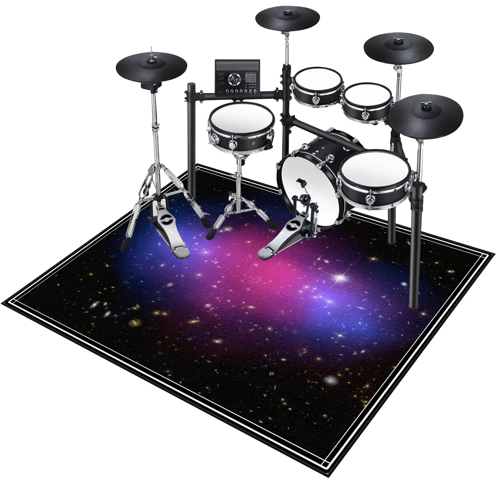 Drum Teppich Schlagzeugteppich, Elektrisches Schlagzeug Teppich Teppiche, Professionelles rechteckiges Schallschutz Teppich Elektronisches Jazz Schlagzeug Kit für Bass Snare Drum Matte 140 x 120 cm