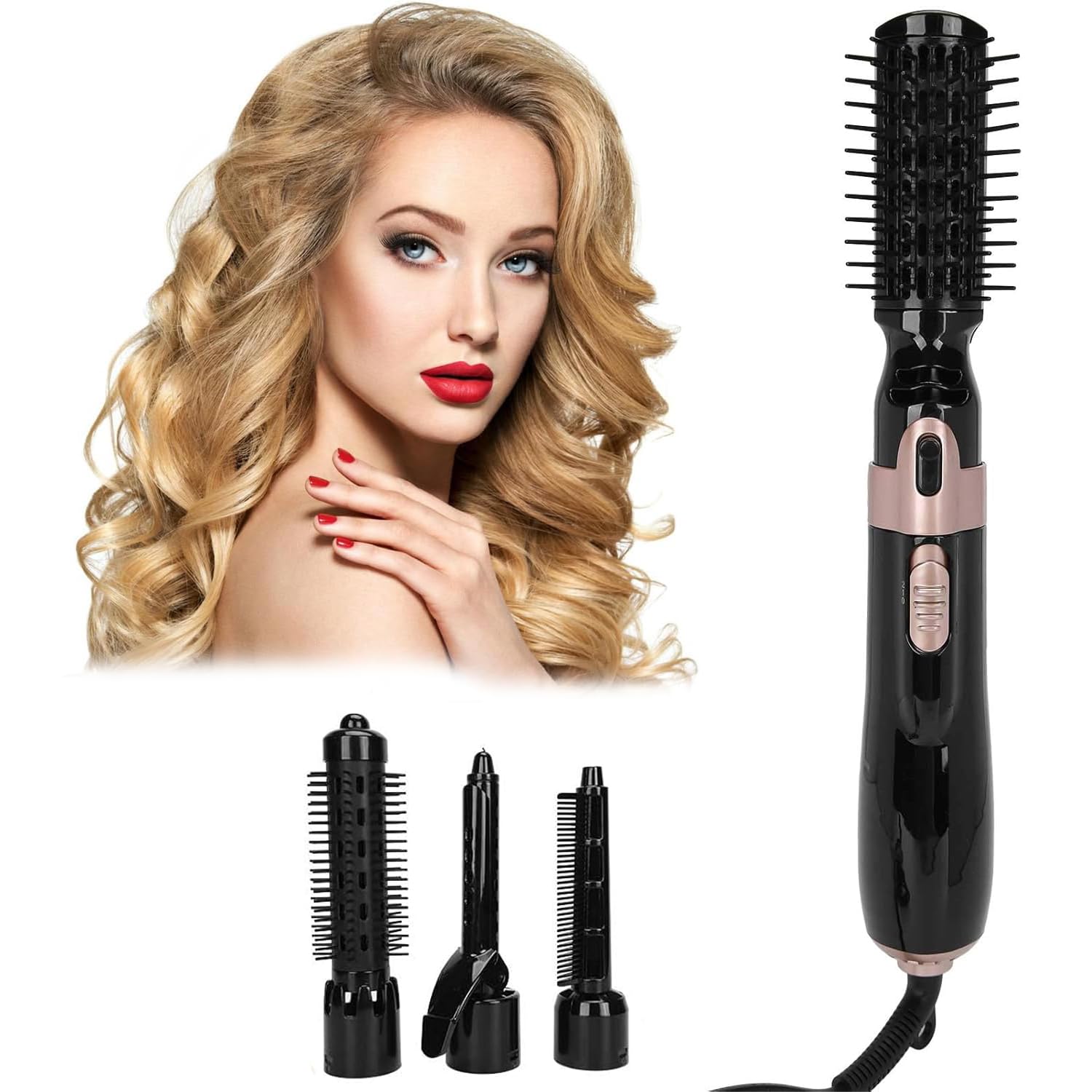 STAYOUNG 4 in 1 Hair Dryer Brush - Air Styler & Hair Dryer, Detachable Hair Styling Tools, Curling Brush,Hair Straightener Brush (Black)