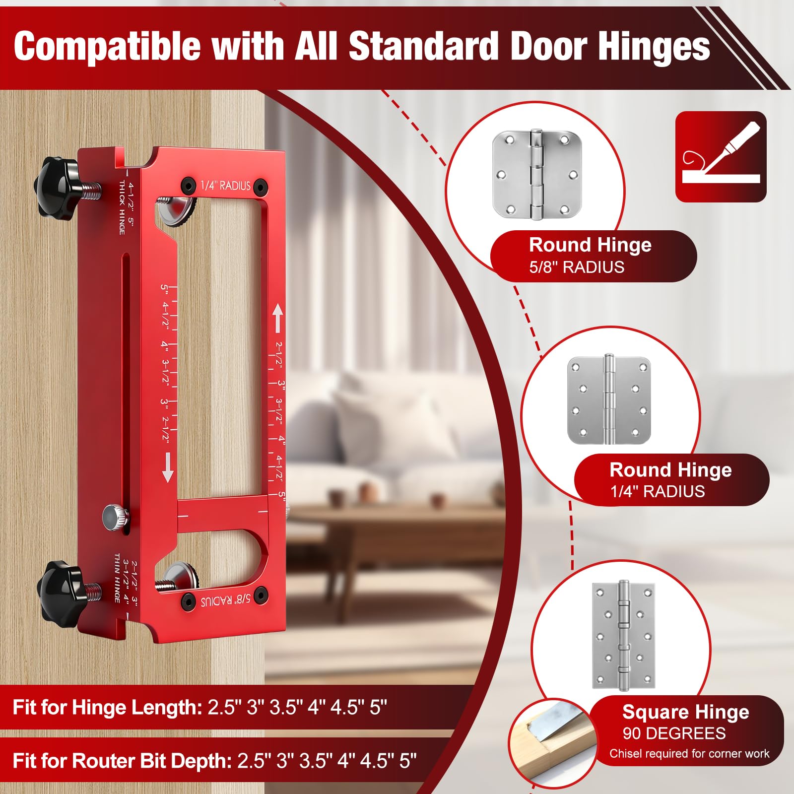 Idong Jig per cerniera per router, kit per cerniera regolabile per porte e armadi, modello router in lega di alluminio con posizionatore, strumento di installazione cerniere per lunghezza e spessori