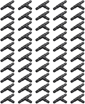 50 Pieces 4mm Barbed Irrigation Connectors Designed for Antelco Pipe Use in Drip Irrigation and Garden Watering Systems 4mm Double barb tee