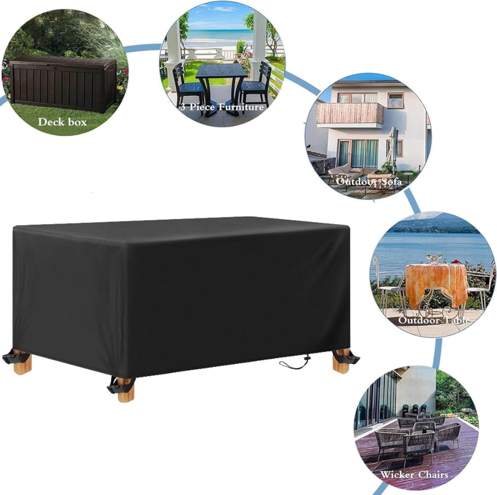 Housse Pour Table De Jardin ExtéRieur 250x130x85cm/LxBxH Housse Salon De Jardin Exterieur ImperméAble, Tissu Oxford 600D Oxford Tissu Anti-UV Bâche De Meubles Pour Tables,Chaise,Canapé, Noir