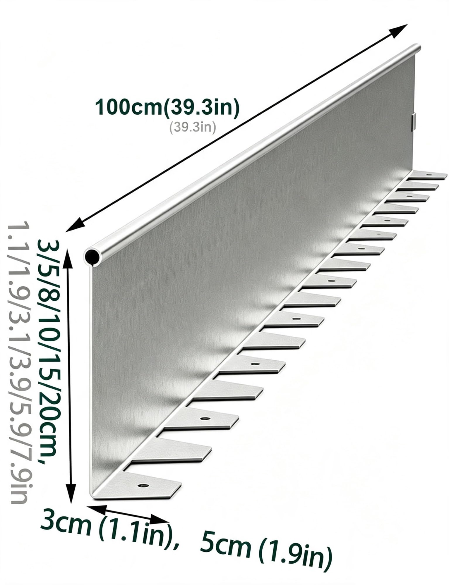 Bordure De Jardin Flexible en Acier Inoxydable for L'aménagement Paysager(W5xh15cm/2x5.9in)