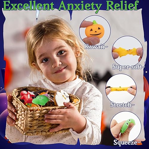 Miniatura 5 de Regalos de fiesta de Halloween Mochi Squishy regalos de bolsas de regalos para niños  Premio de aula sin dulces de truco o trato  Squishies juguete