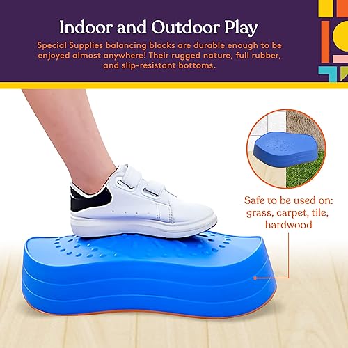Miniatura 3 de Special Supplies Escalones para niños, 5 bloques de equilibrio para interiores y exteriores que promueven la coordinación, el equilibrio, la fuerza,