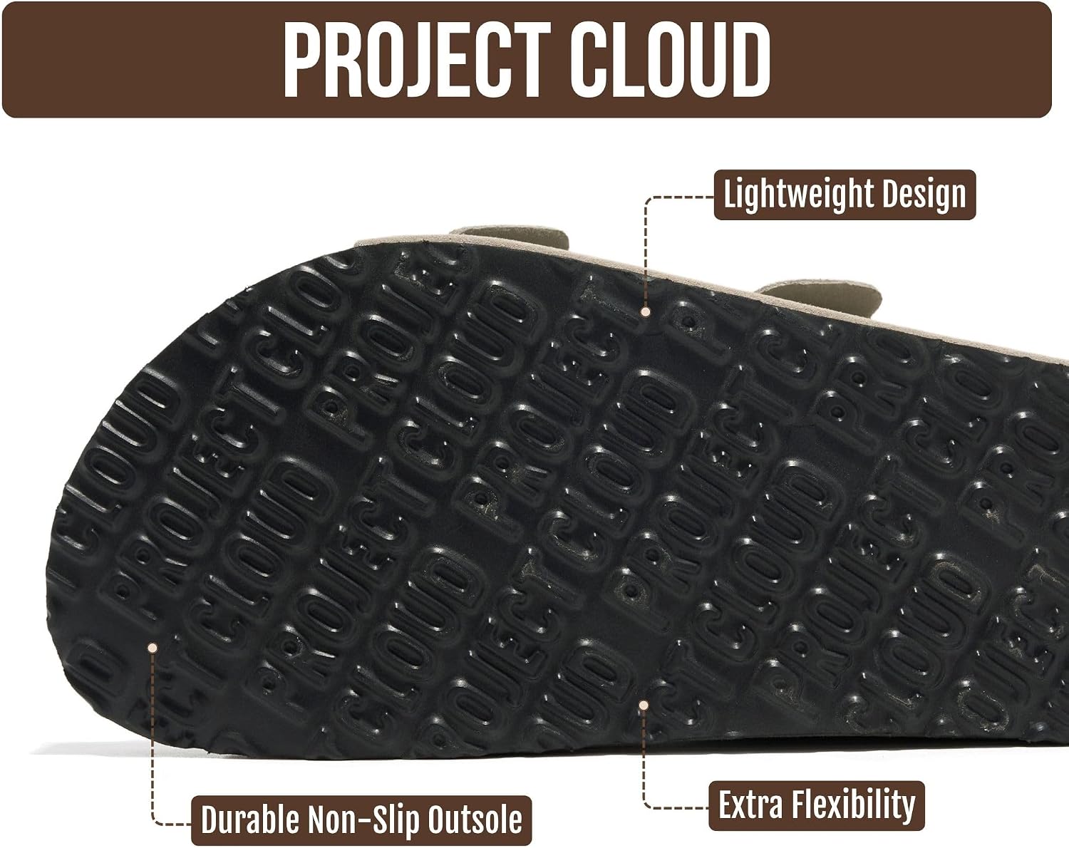 Project Cloud Mens Sandals 100% Genuine Leather - Memory Foam Insole & Cork Footbed Slides for Men Footwear - Non-Slip Summer Sandals for Men & Lightweight Mens Slides (Heritage, DRIFTSUEDE,8)