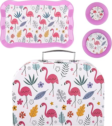 Miniatura 4 de Juego de 41 piezas de fiesta de té de unicornio para niñas pequeñas, juego de tetera de hojalata, juguete de cocina con postre, dona, estuche de