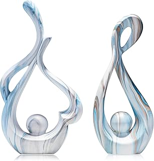 Blue Sculptures Home Decor, Ceramic Statues Coffee Table Decor for Livin...