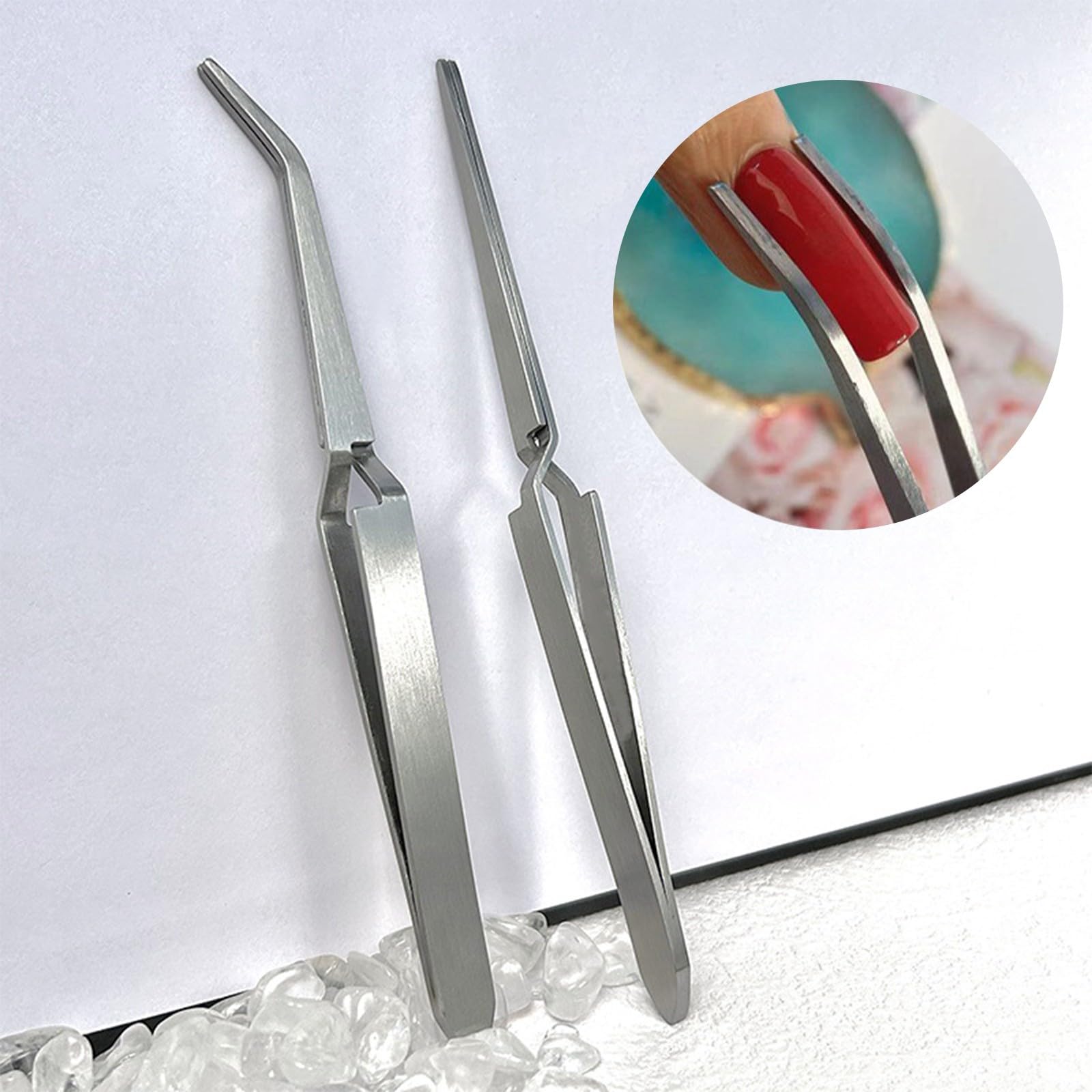 JEYORZY 2 Pcs Pince a Pincher pour Ongle, Pince à Pincher Classique, Multi-usage Acier Inox Nail Art Pince Boule de Coton Pincher Pince Courbée à Former Pour le des Ongles Coiffage, Outils à Ongles