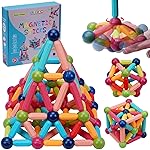 COUOMOXA 74pcs STEM Magnetic Toy: Educational Building Blocks Set for 3 4 5 6 7 8 9 Years Old Kids - Puzzle Toys for Kids Age 3-9 Home School - Birthday Gift for Boys Girls