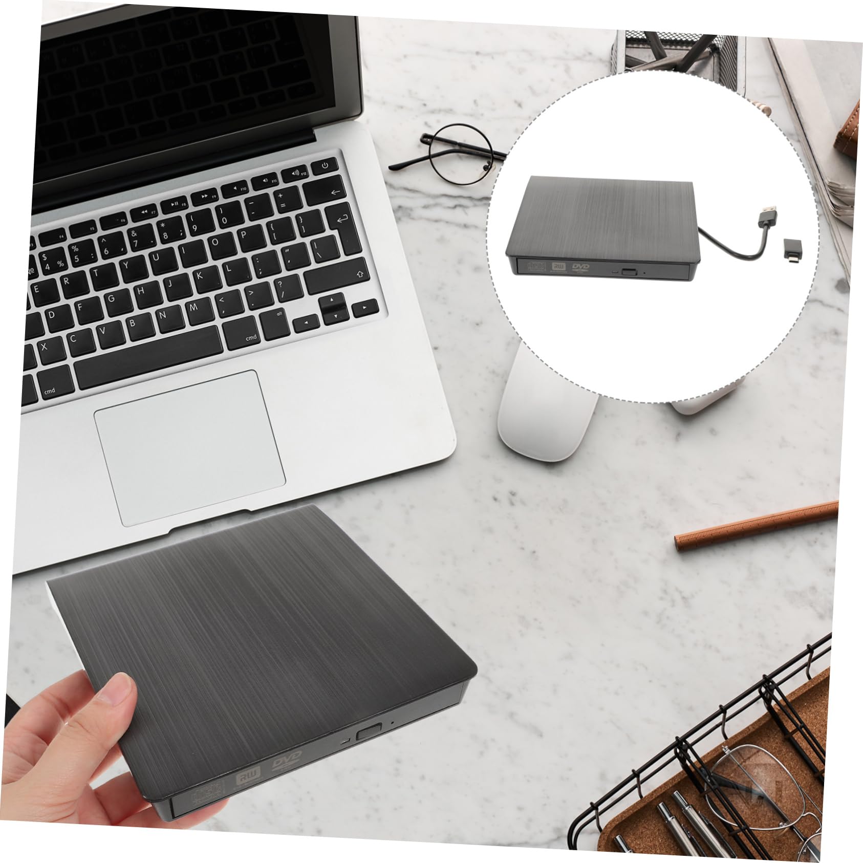 NUOBESTY Lecteur Optique Externe Graveur De CD pour Lecteur DVD RW Enregistreur avec Bouton Pop-up