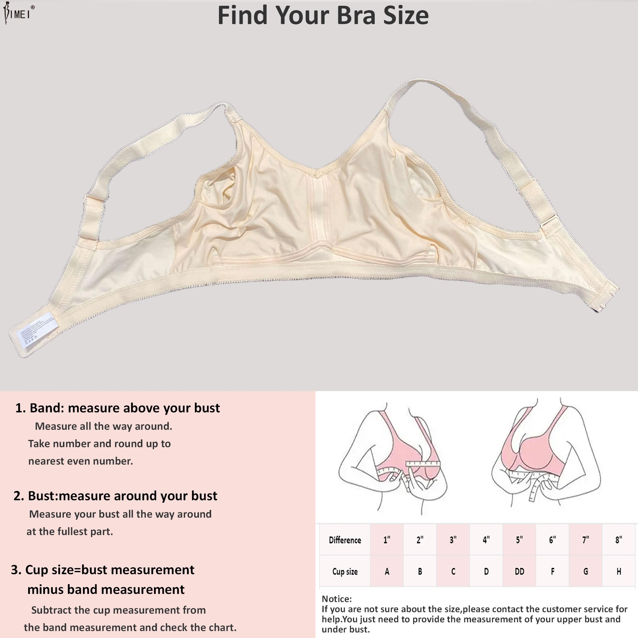 BIMEI Reggiseno per mastectomia con tasche per protesi mammaria senza ferretto reggiseno per tutti i giorni taglie forti - F22