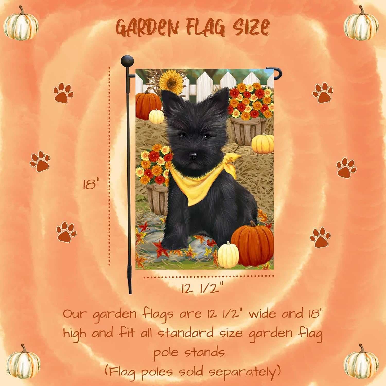 Doggie of the Day Fall Autumn Greeting Cairn Terrier Dog Garden Flags- Outdoor Double Sided Garden Yard Porch Lawn Spring Decorative Vertical Home Flags 12 1/2"w x 18"h - GFLAG55648