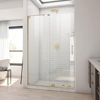 DreamLine Mirage-X Frameless Sliding Shower Door 44-48in W x 71in H Brushed Gold Headerless Design