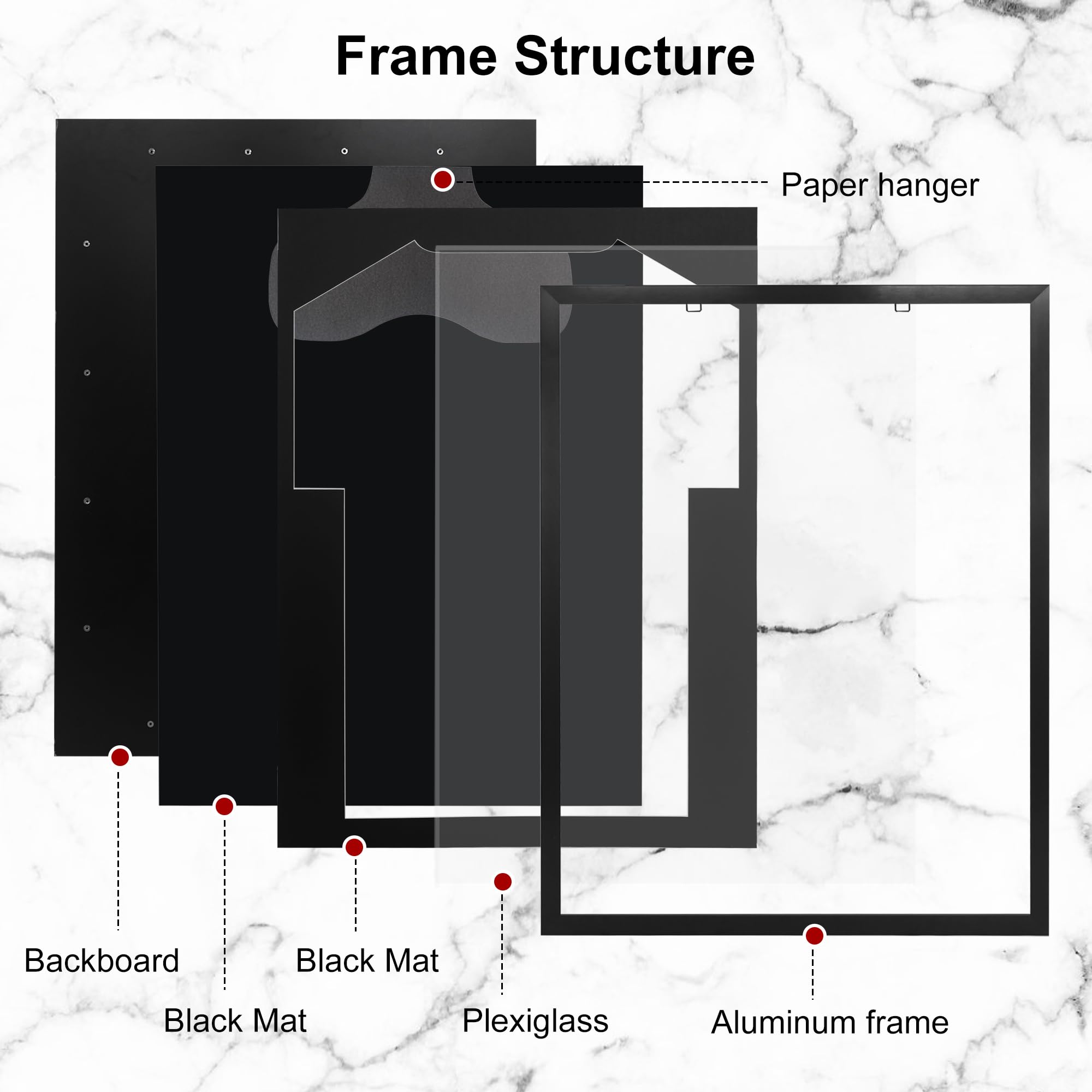 FramePro Trikotrahmen 64 x 84cm Trikot Bilderrahmen Groß 3D Bilderrahmen Fussballtrikot Rahmen Objektrahmen Aluminium für Fußball-, Eishockey-, Rugby-, NBA-Trikot