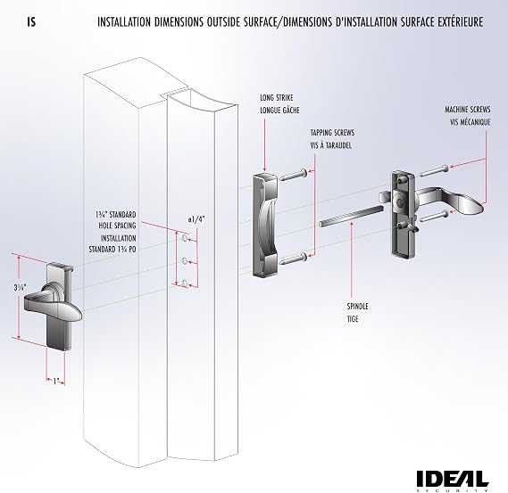 Ideal Security in-Swinging Storm Door Handle Set for Inward-Opening Storm & Screen Doors ONLY Surface Mount, Locking Inside Latch, Black