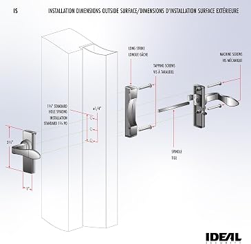 Ideal Security in-Swinging Storm Door Handle Set for Inward-Opening Storm & Screen Doors ONLY Surface Mount, Locking Inside Latch, Black