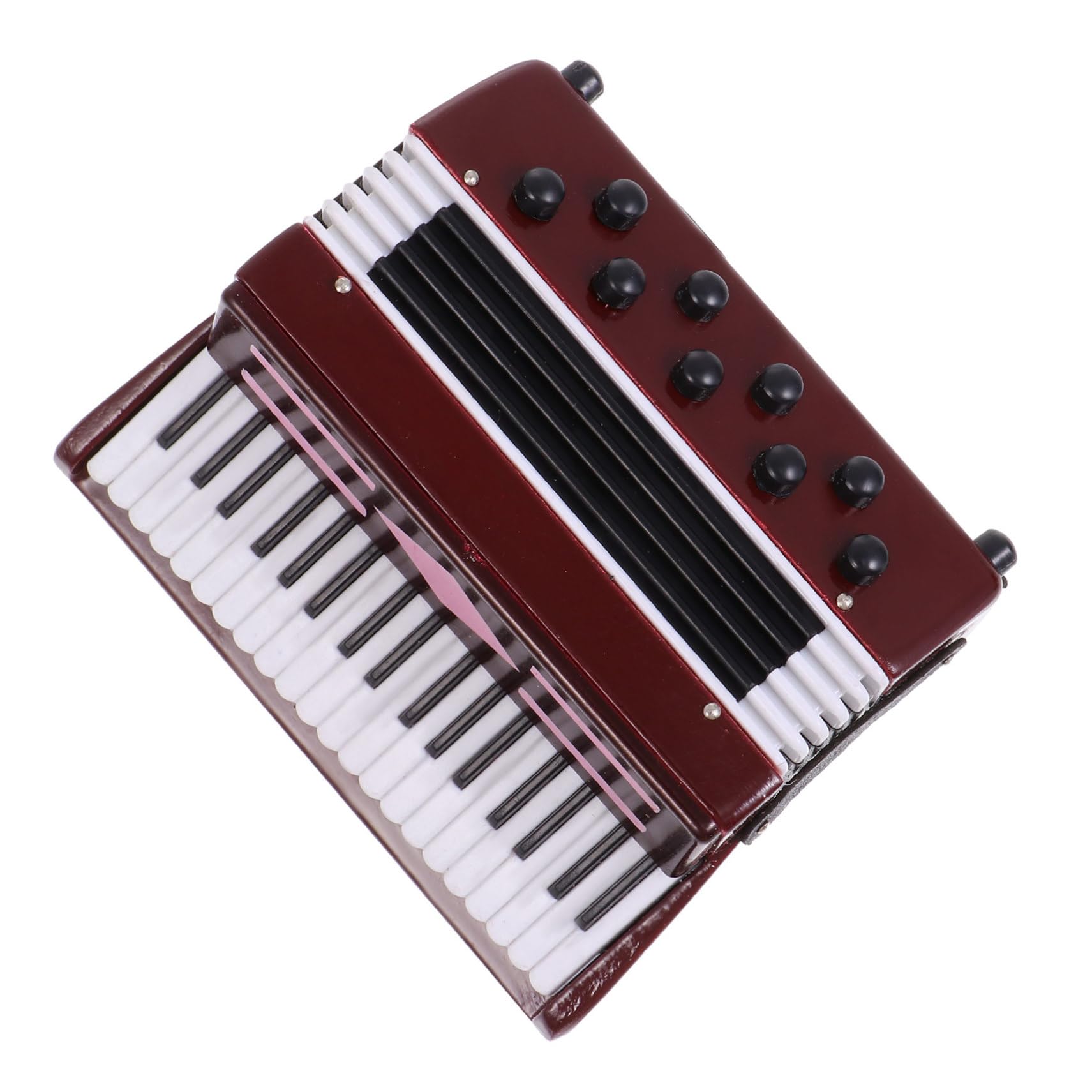 1Pc Resin Accordion Adornment Dark Red Desk Office Decor for Home and Study Elegant Miniature Musical Instrument Decoration Durable and Stylish Accent for Bookshelves