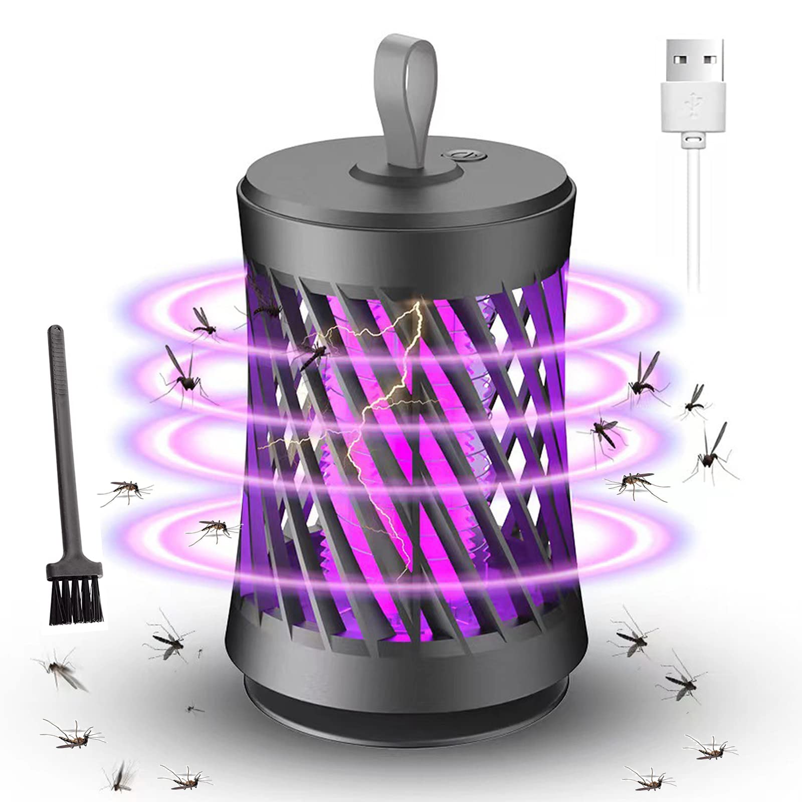 Bug Zapper Indoor, Electric Bug Zapper Outdoor, 2 in 1 Mosquito Zapper, Powerful Mosquito Trap, Fly Zapper Indoor with Purple Lights Fly Killer for Home, Patio, Garden, Grey1