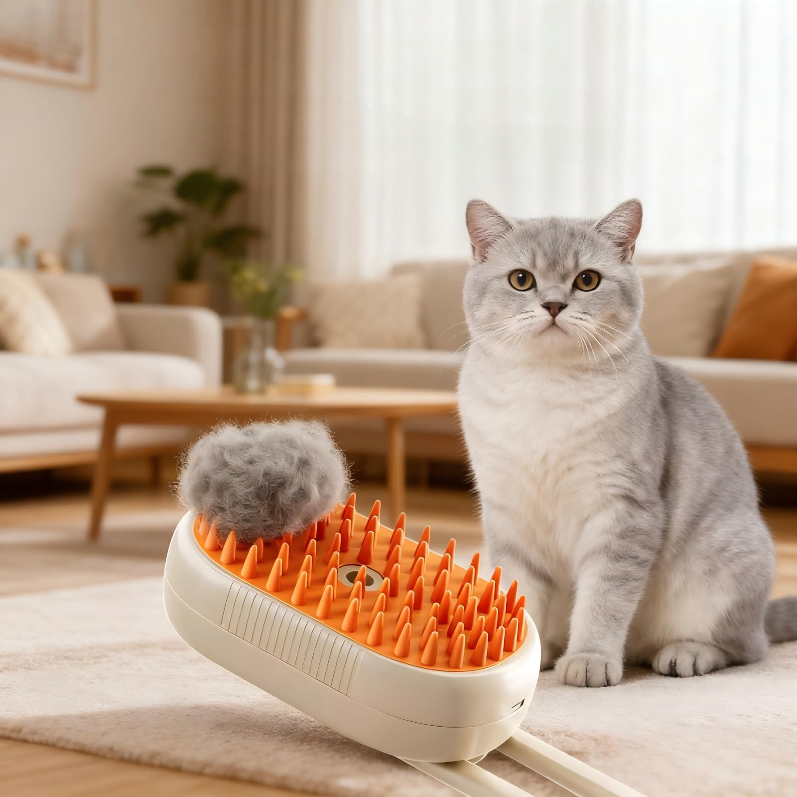 Spazzola a vapore per animali domestici alimentata tramite USB, per cani e gatti, strumento per rimuovere la nebbia istantanea, riduce lo spargimento e i peli volatili, spazzola delicata per il