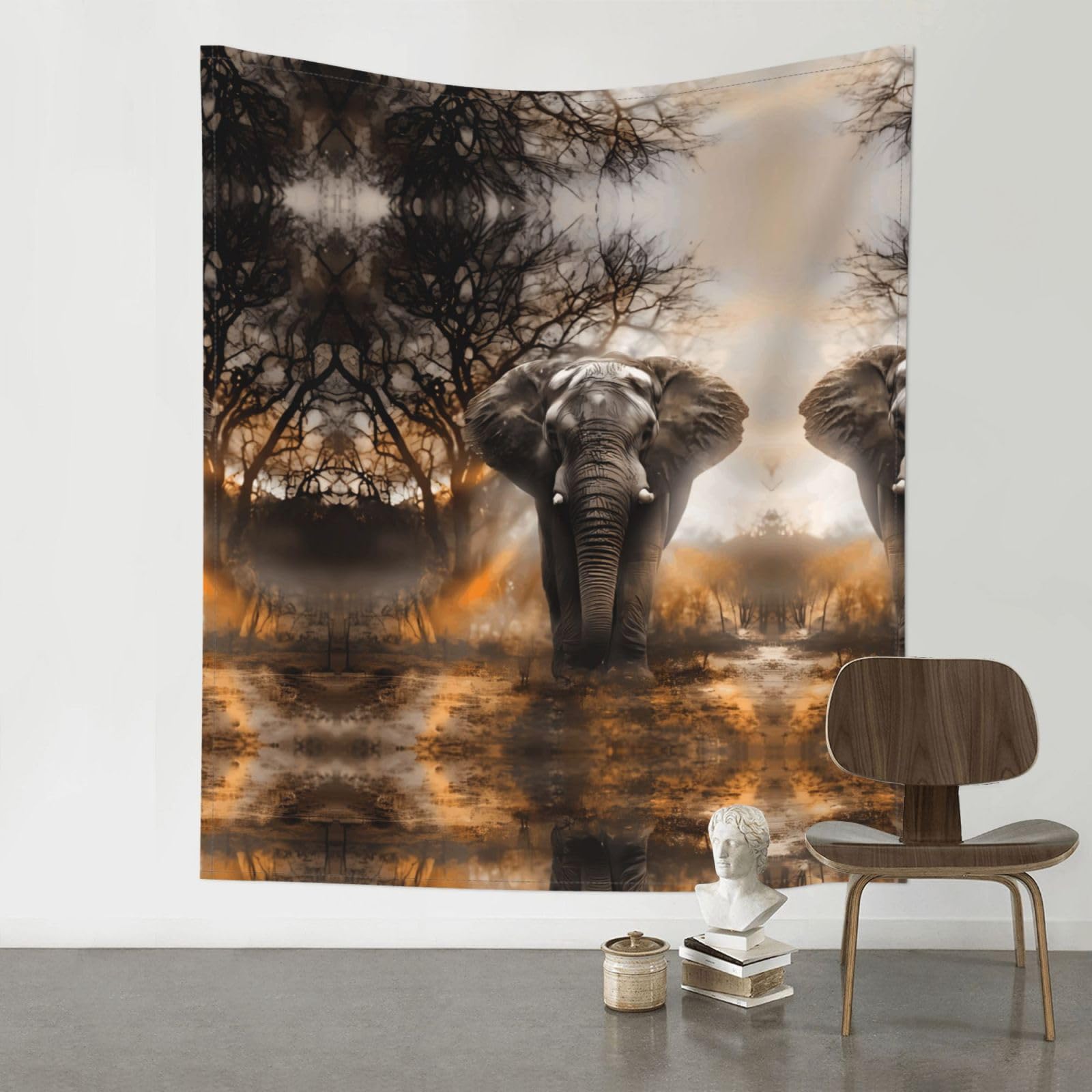 YYHHAOFA Tropical African Elephant Prints Wall Tapestry 60x51in – Boho Chic Dorm Decor, Beach Throw, & Versatile Home Accent