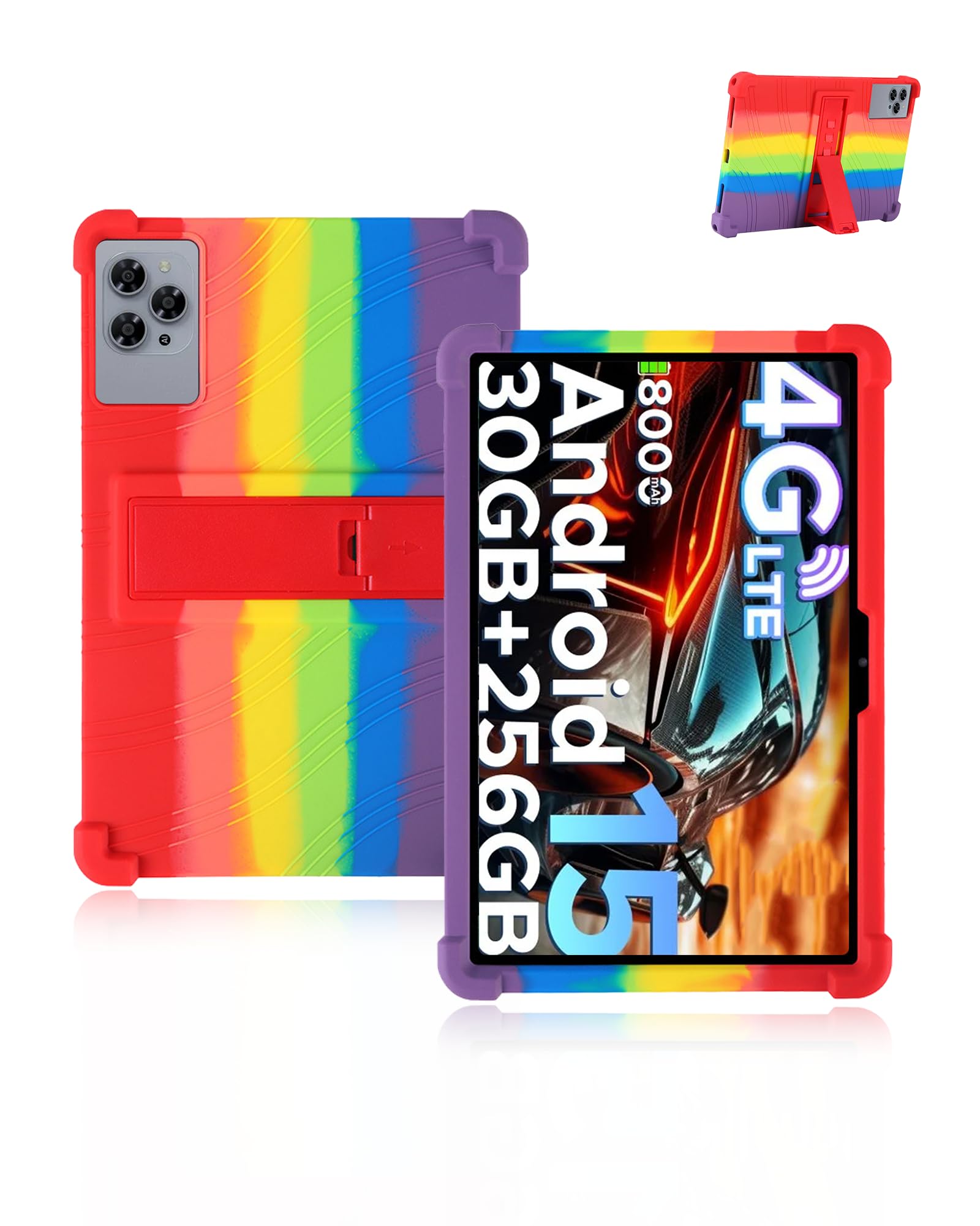 Étui Doogee Tab G6 flexible arc-en-ciel en silicone élastique avec pied ajustable - 8