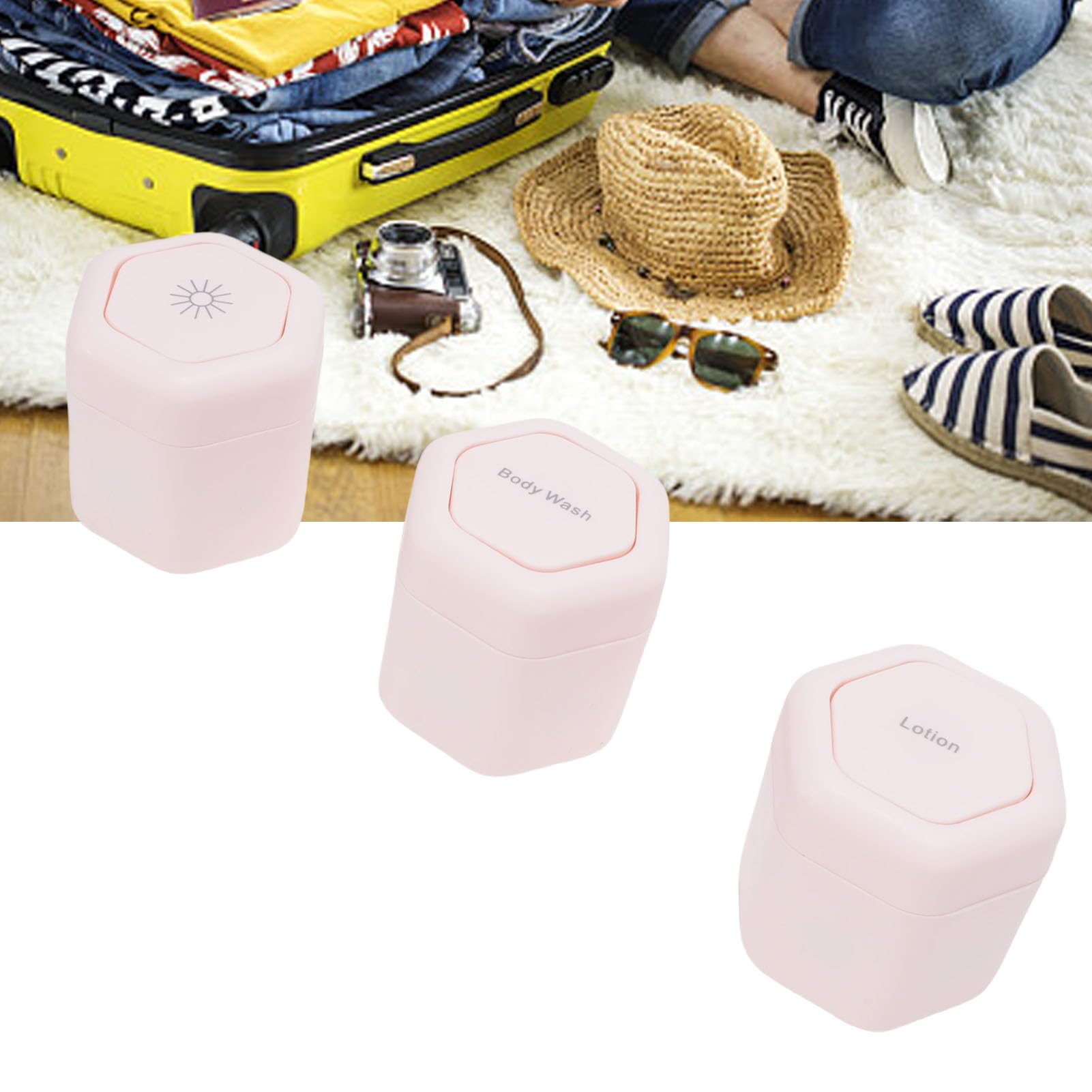 Fockety 3PCS Pojemniki Podróżne, Przeciek Wielokrotnego Upływu Słoiki Magnetyczne Szerokie Usta na Balsam do Mycia Ciała, z Plastikowym Wzorem do Podróży Niezbędne