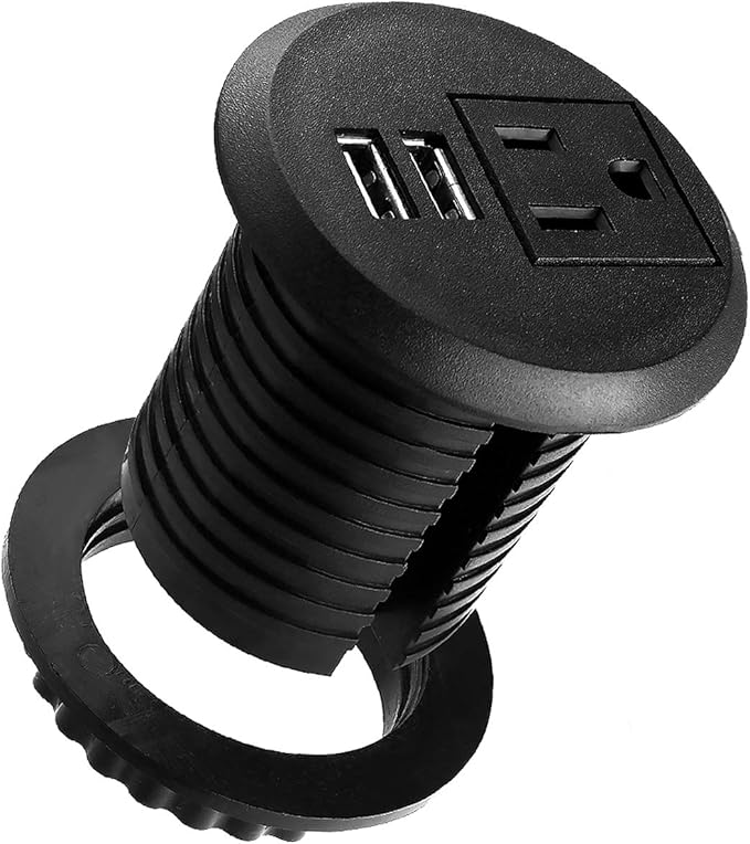 Desk Power Grommet Outlet with USB Port, Recessed Power Strip Socket