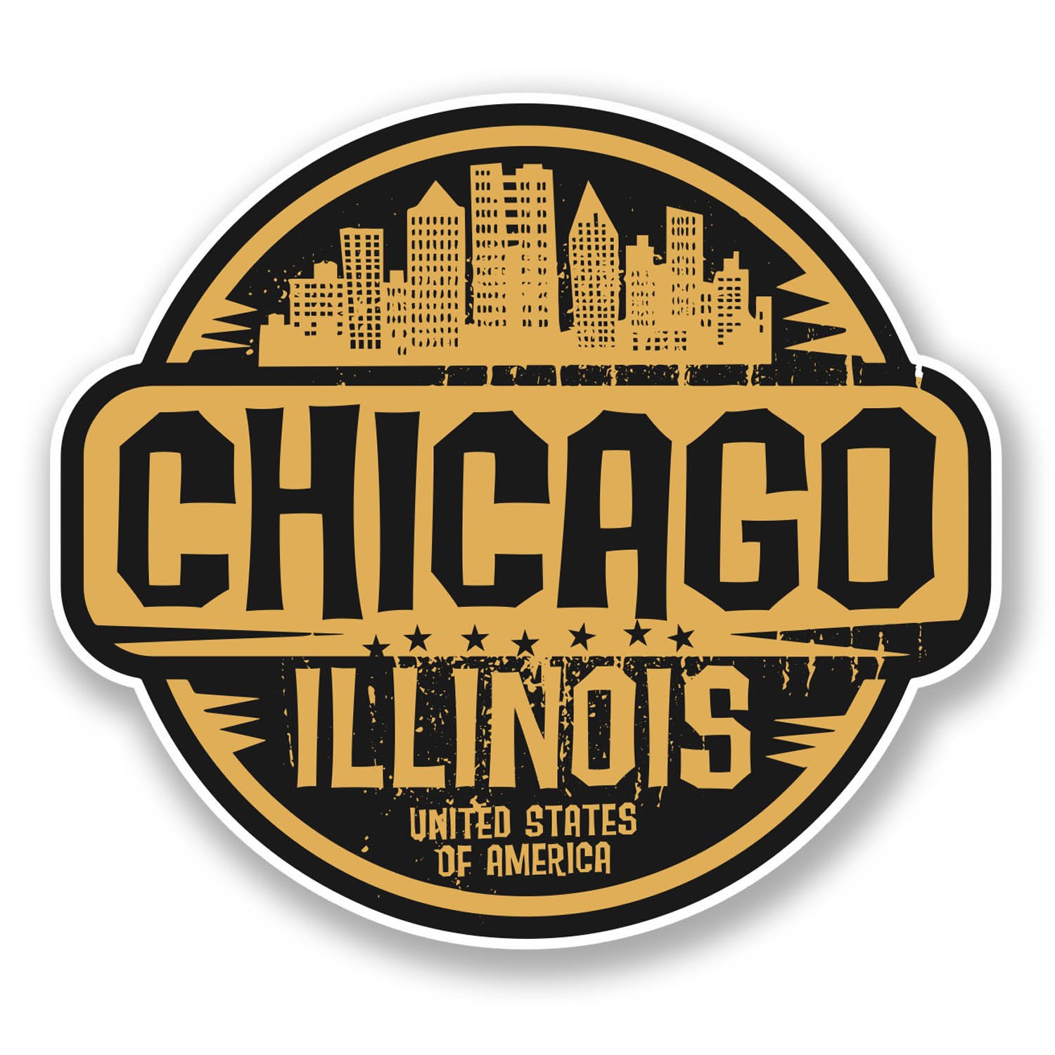 Destinationvinyl Multi 2 X 10Cm Chicago Illinois Usa Vinyl Sticker Decal Travel Luggage Laptop #6058 (10Cm Wide X 9Cm Tall)