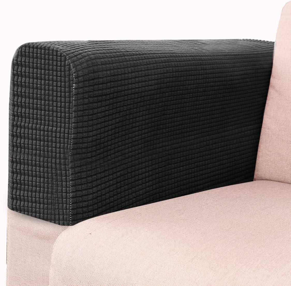 SUPVOX 2pcs Elastic Sofa Armrest Cover Protector for Home Office Comfortable Black Towel for Couch Armrests Stylish Easy to Clean