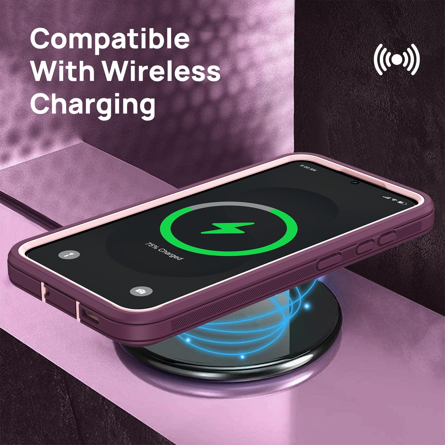 for Samsung Galaxy S25 Protective Case, Heavy Duty [Shockproof] [Dropproof] [Dustproof] Phone Case 3-Layer Rugged Hard Cover, Purple/Pink - Image 5