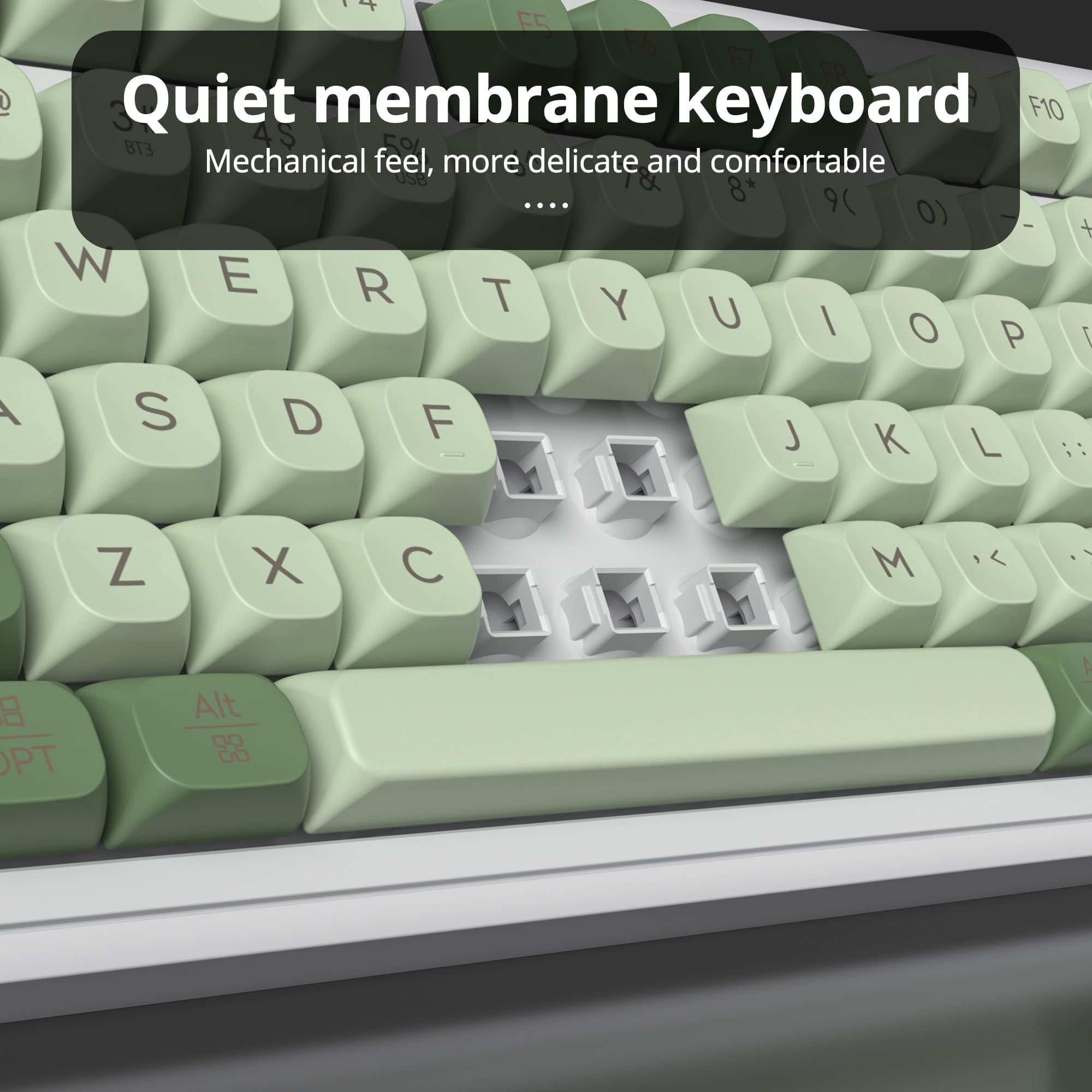 Tastiera Wireless, Tastiera senza fili Gaming Retroilluminata Silenziosa 96%, Layout QWERTY americano, Bluetooth/2.4G/USB Tastiere Cremosa RGB con Tastierino Numerico