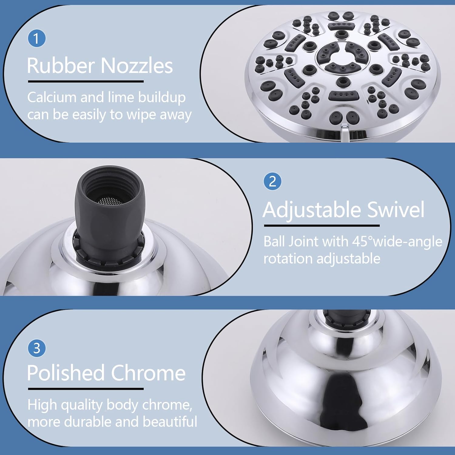 2 Handle Shower Faucet,Wall Mounted Two Handles Shower Faucet Set with 8 Modes Rainfall Shower Head,2 Knobs Single Function Shower Trim Kit with Rough-in Valve,Chrome