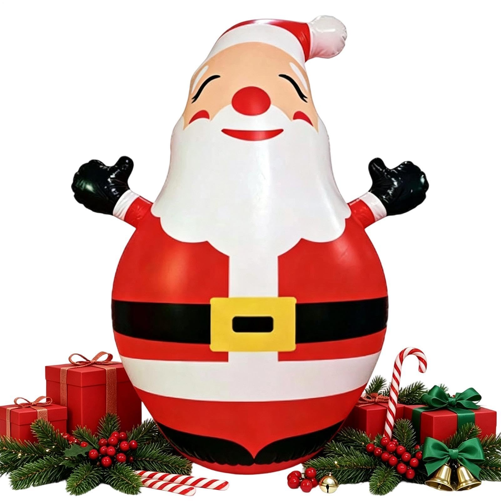 Figura Inflable De Papá Noel Navideño Estatua Hinchable de 1,5 Metros con | Papá Noel Hinchable Para Suelo Parque Entrada Delantera De Tienda Exterior Jardín Césped
