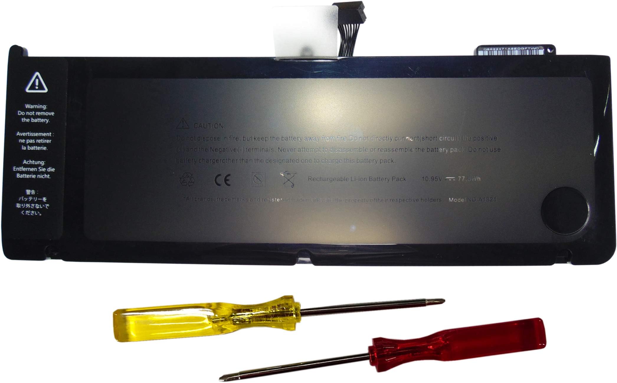 CYDZ® A1321 A1286 10.95V 77.5Wh laptop battery for Apple MacBook Pro 15-inch (Mid 2009 & Mid 2010) MB986XX/A MB986XX/A MB985XX/A MC118XX/A BTO/CTO MC373XX/A MC372XX/A MC371XX/A 020-6380-A 020-6766-B